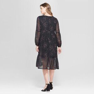 Isabel Maternity Dress XS Sheer Star Print Metallic Maternity
